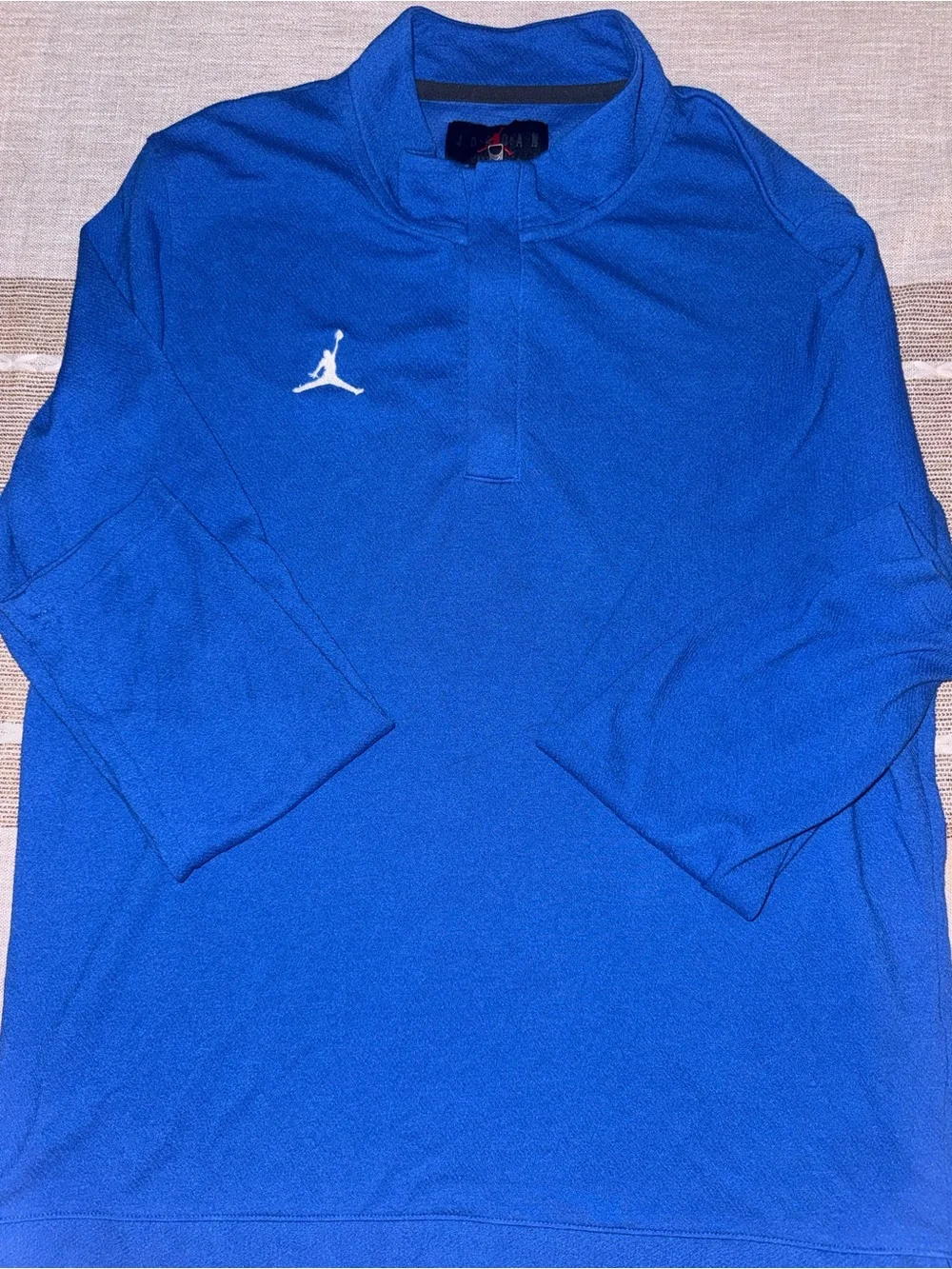 Jordan Men's Bright Blue Half-Zip Pullover with White Jumpman Dry Fit